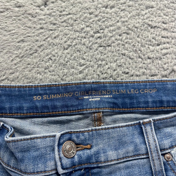 Chico's So Slimming Jeans Womens 14 Cotton Denim Cropped Straight Faded Slim Fit - Picture 4 of 11